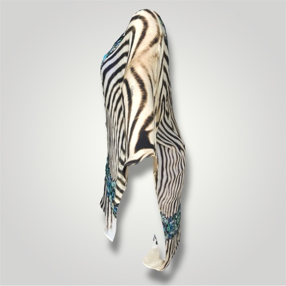 Roberto Cavalli Zebra Print Kaftan with Teal Accents - Picture 4 of 8